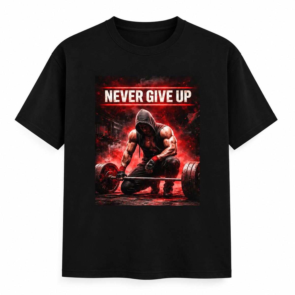 Never Give Up Gym Motivation T-Shirt | Men's & Women's Fitness Graphic Tee | OJVIRA