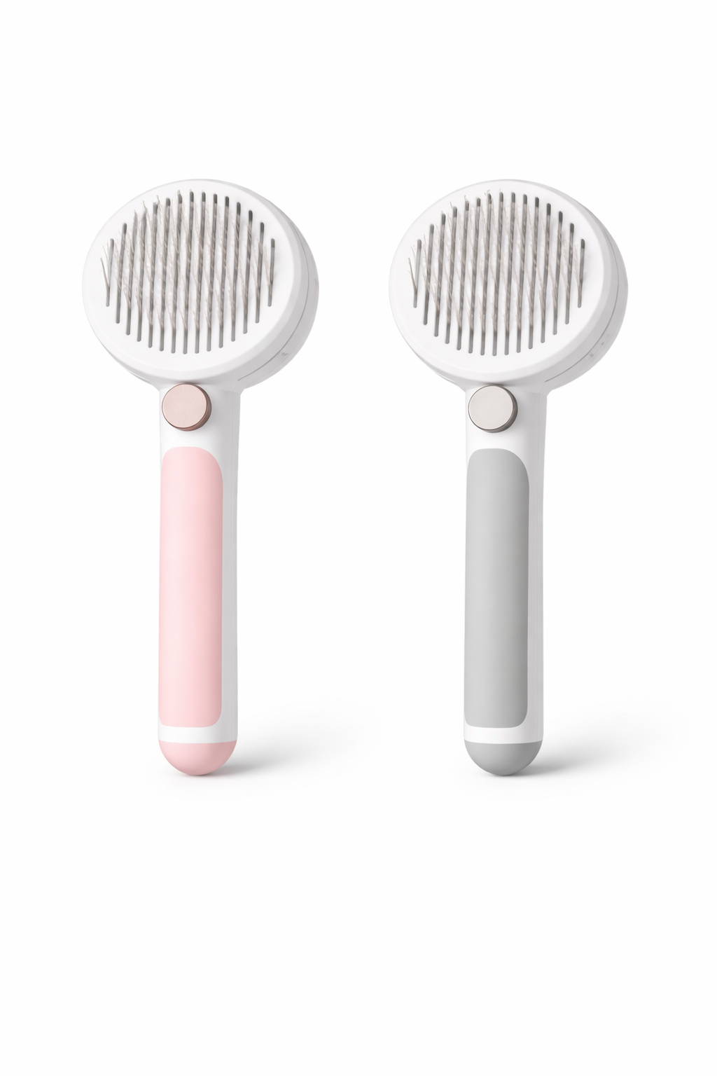 Round Handle Pet Grooming Comb – Self Cleaning Dog & Cat Hair Remover Brush | Gentle Deshedding Tool