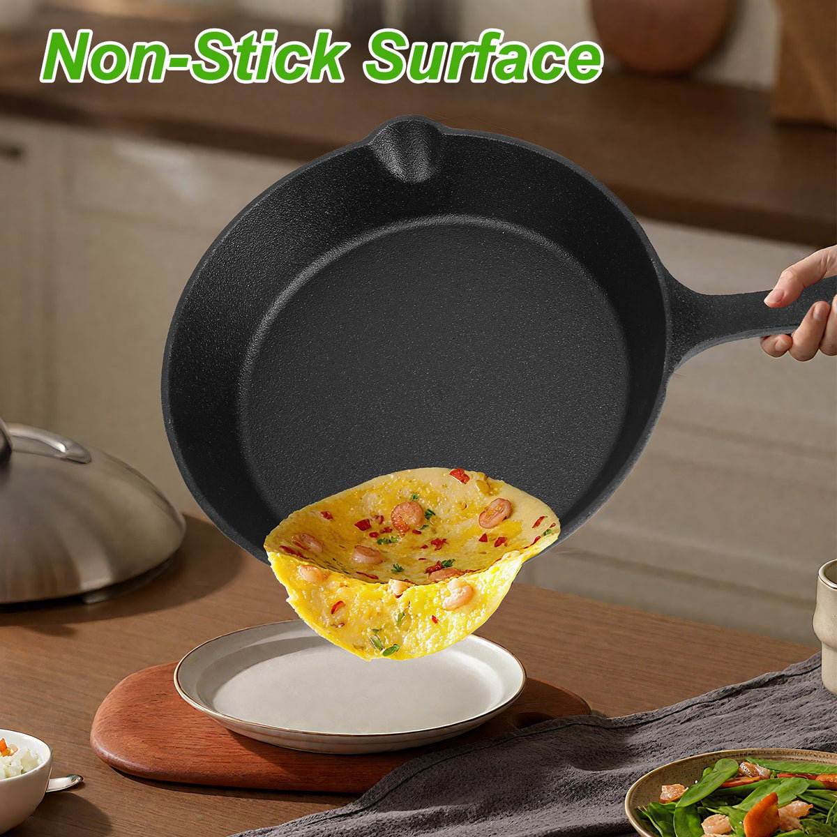 3-Piece Pre-Seasoned Cast Iron Skillet Set – Oven Safe Cookware