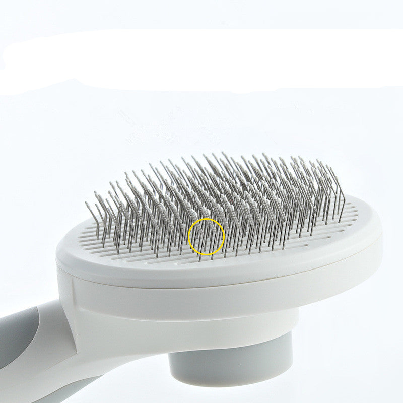 Round Handle Pet Grooming Comb – Self Cleaning Dog & Cat Hair Remover Brush | Gentle Deshedding Tool