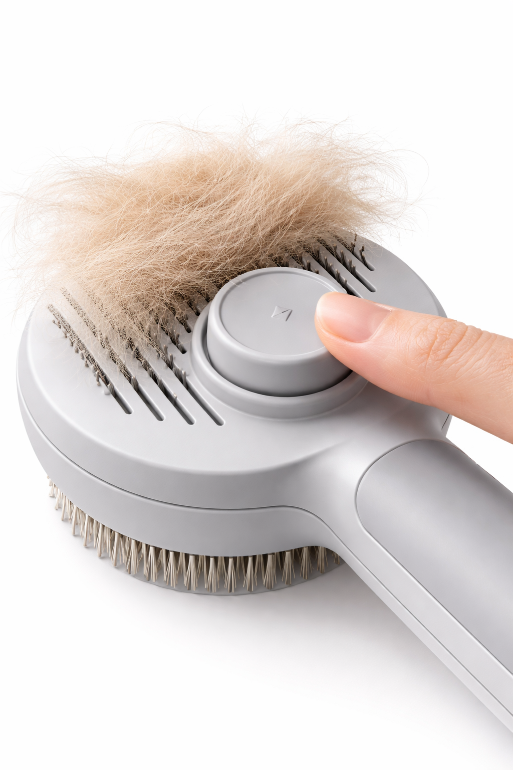 Round Handle Pet Grooming Comb – Self Cleaning Dog & Cat Hair Remover Brush | Gentle Deshedding Tool