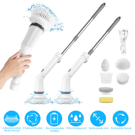 Cordless Electric Spin Scrubber – 6 Brush Heads | Deep Cleaning Power Tool